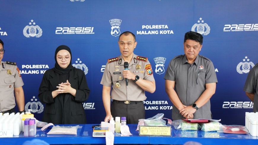 Polresta Malang Kota Amankan Dua Kurir Jaringan Aceh Sita 3,2 Kg Sabu dan 2.480 Butir Ekstasi
